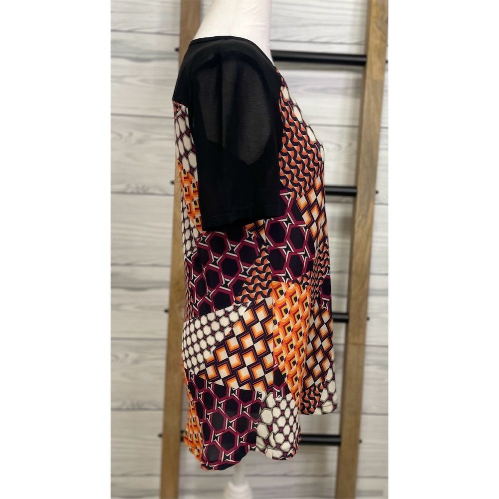 Trina Turk Women's Geometric Print Blouse Sheer Sleeves Size S - Picture 7 of 12